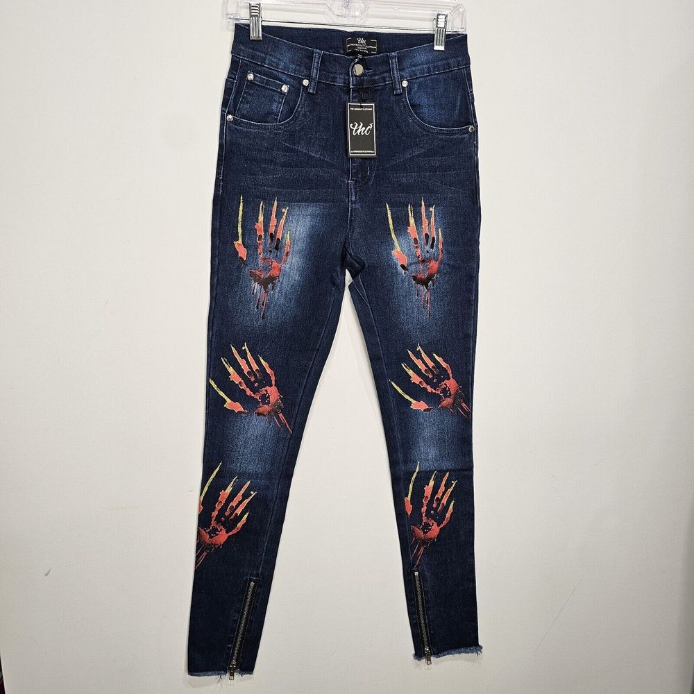 The Hideout Company THC Jahknow War Memory Denim Jeans Unisex‎ Size 30 Halloween
